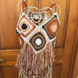 Miss Me Boho Crochet Fringe Top